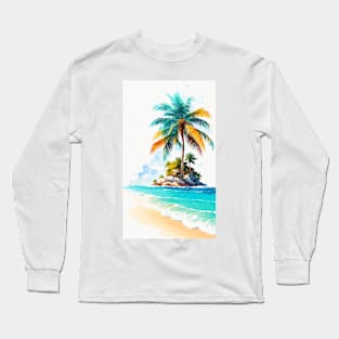 Entspannendes Strandfoto: Naturschönheit mit Wellen und Palmen Long Sleeve T-Shirt